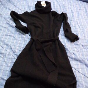 PAIGE RAUNDI WOOL BLACK COLD ONE SHOULDER TURTLE NECK MAXI DRESS SIZE XS NEW